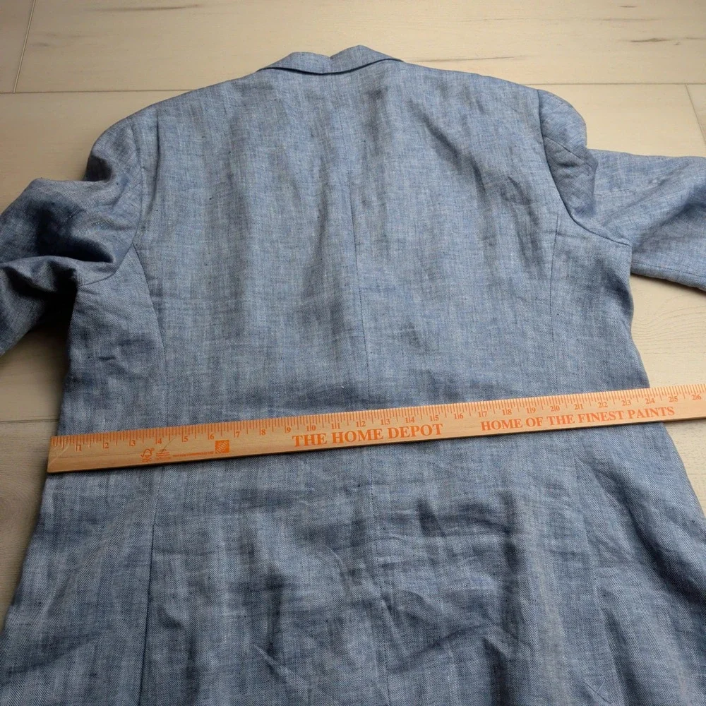 Tailorbyrd Collection 100%‎ Linen Blazer Sport Coat Mens 50R Blue Herringbone